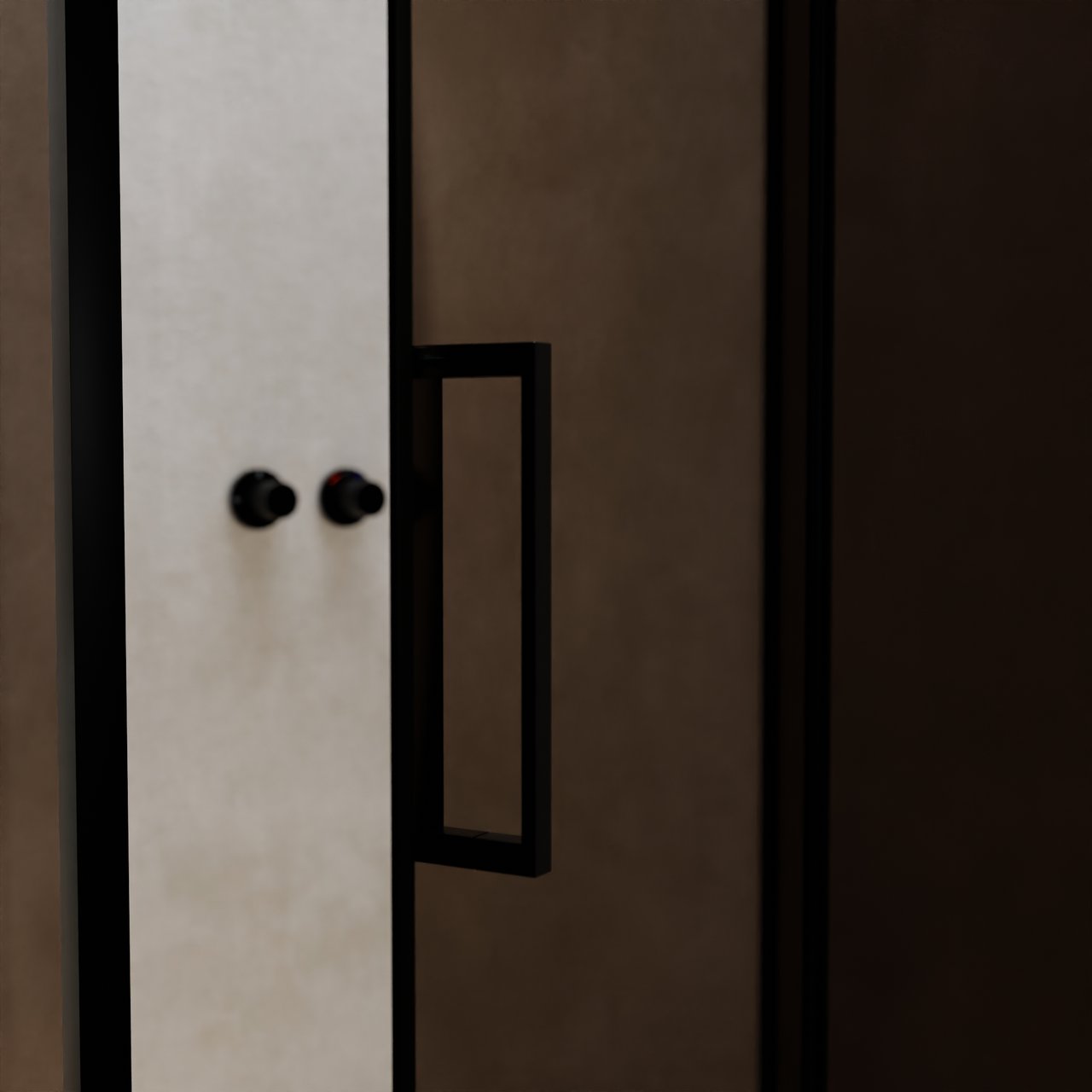 Balmani Senses Design douche d'angle avec porte pivotante à droite et paroi latérale fixe, 120 x 80 cm, Bronze, Profil noir