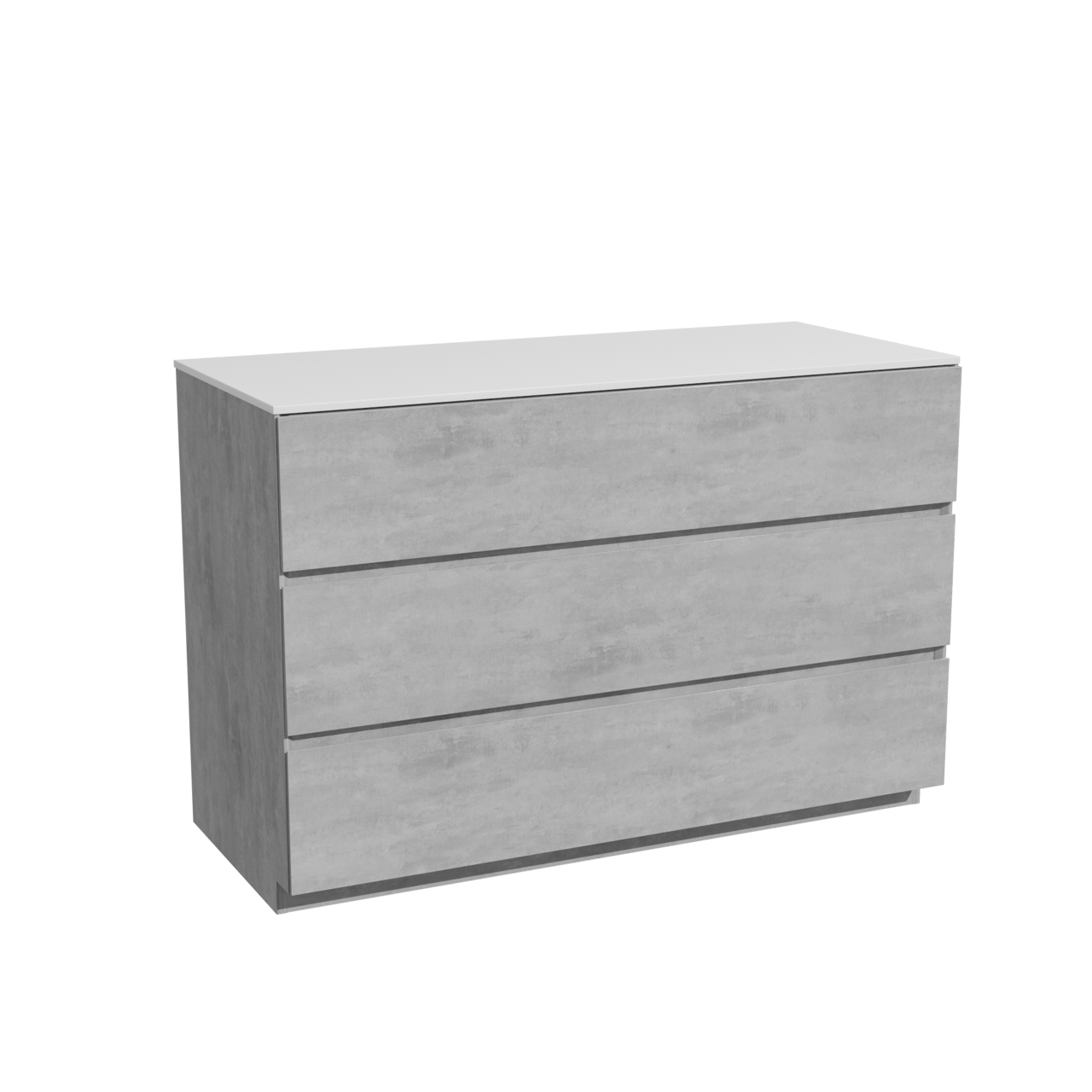 Storke Edge freistehendes Möbelstück Set: 120 x 52 cm, Beton dunkelgrau, mit Tavola Einzel- oder Doppel Waschtischplatte, Solid Surface Weiß matt