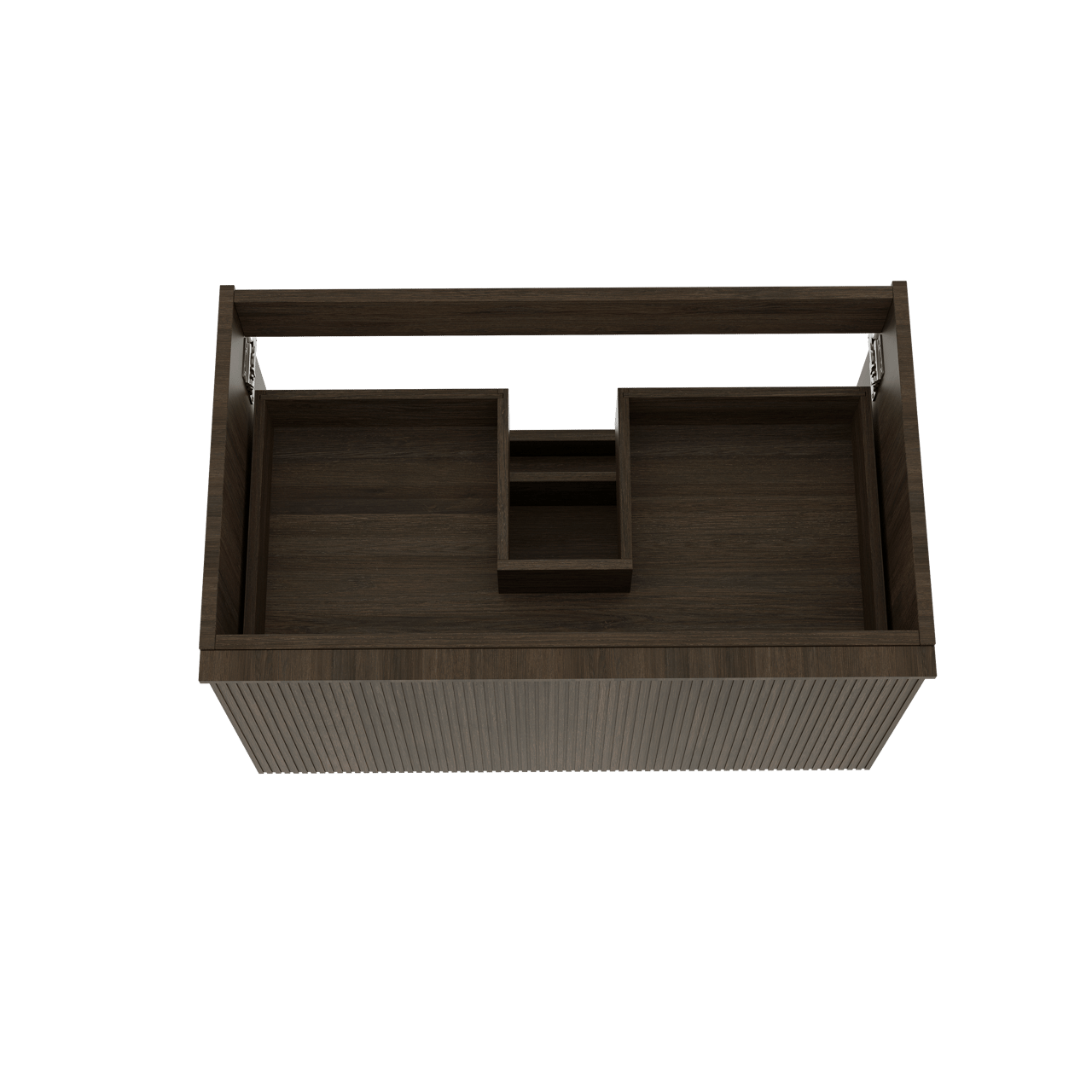 Balmani Forma hängender Waschbeckenunterschrank: 90 x 55 cm, Eiche geräuchert, 2 Schubladen