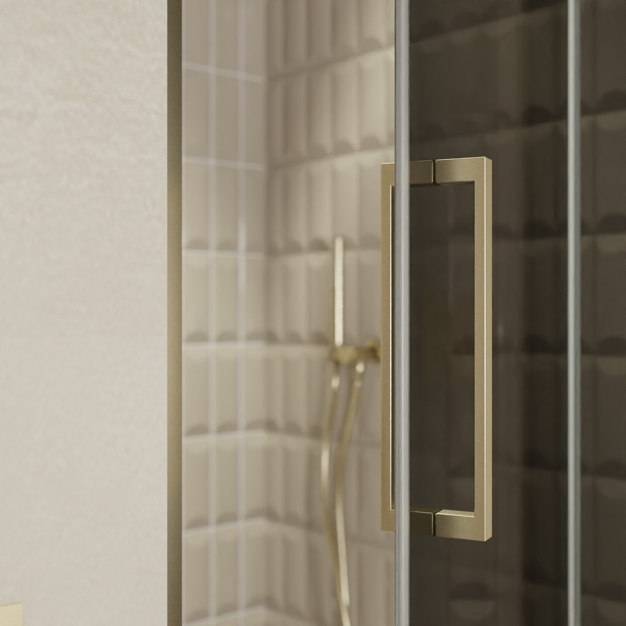 Balmani Senses Design douche draaideur rechts 100 cm x 210 cm Rookglas, Brushed Champagne Gold profielen