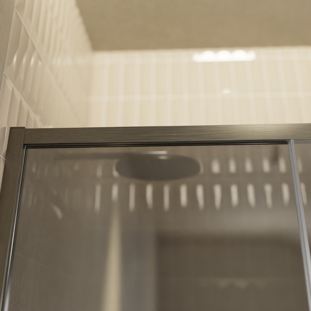 Balmani Senses Design porte coulissante à gauche 140 cm x 210 cm verre miroir reflex, Profil Brushed GunMetal, coating inclus