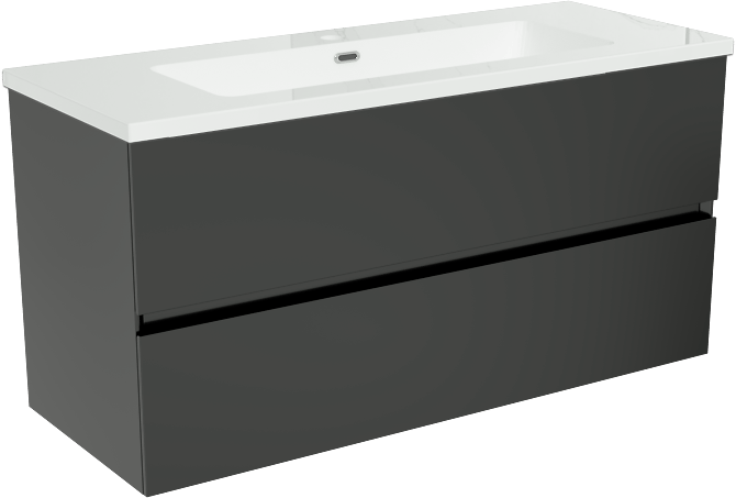 Storke Edge meuble salle de bains suspendu 100 x 40 cm noir mat avec Diva plan simple en marbre composite blanc brillant