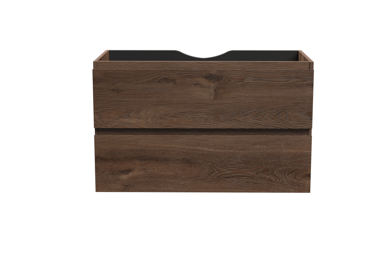 Linie Lado hängender Waschbeckenunterschrank: 90 x 46 cm, braune Eiche, 2 Schubladen