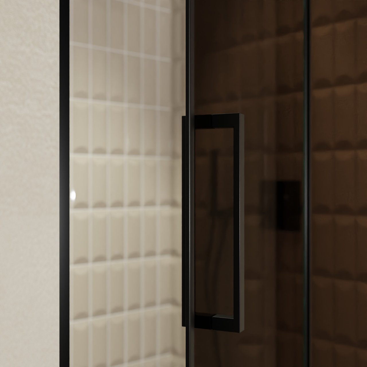 Balmani Senses Design Dusche Drehtür, Rechts, 120 cm x 210 cm, Bronze, Profil Schwarz