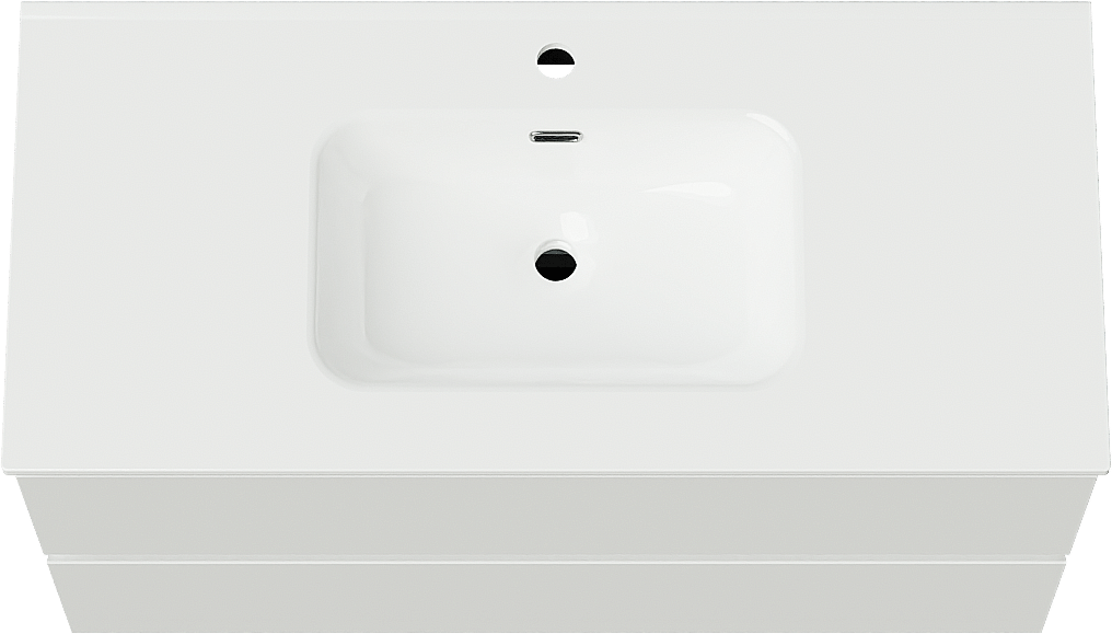 Linie Lado meuble salle de bains suspendu 100 x 46 cm blanc brillant avec Baro plan simple en porcelaine blanc brillant