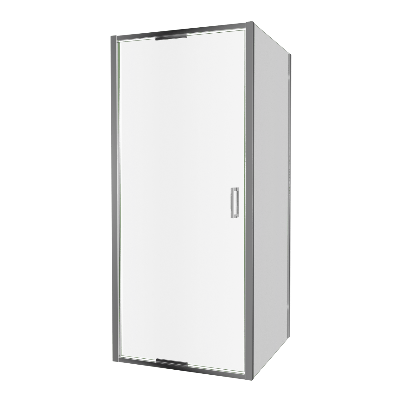 Luca Varess Vidor In Eckdusche: Drehtür und fixierte, Seitenwand, 90 x 90 cm, Klarglas, Chrom Profil, glänzend