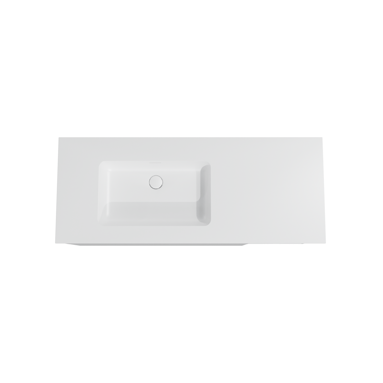 Storke Edge meuble salle de bains suspendu 130 x 52 cm blanc brillant avec Mata plan vasque asymétrique à gauche en solid surface blanc mat