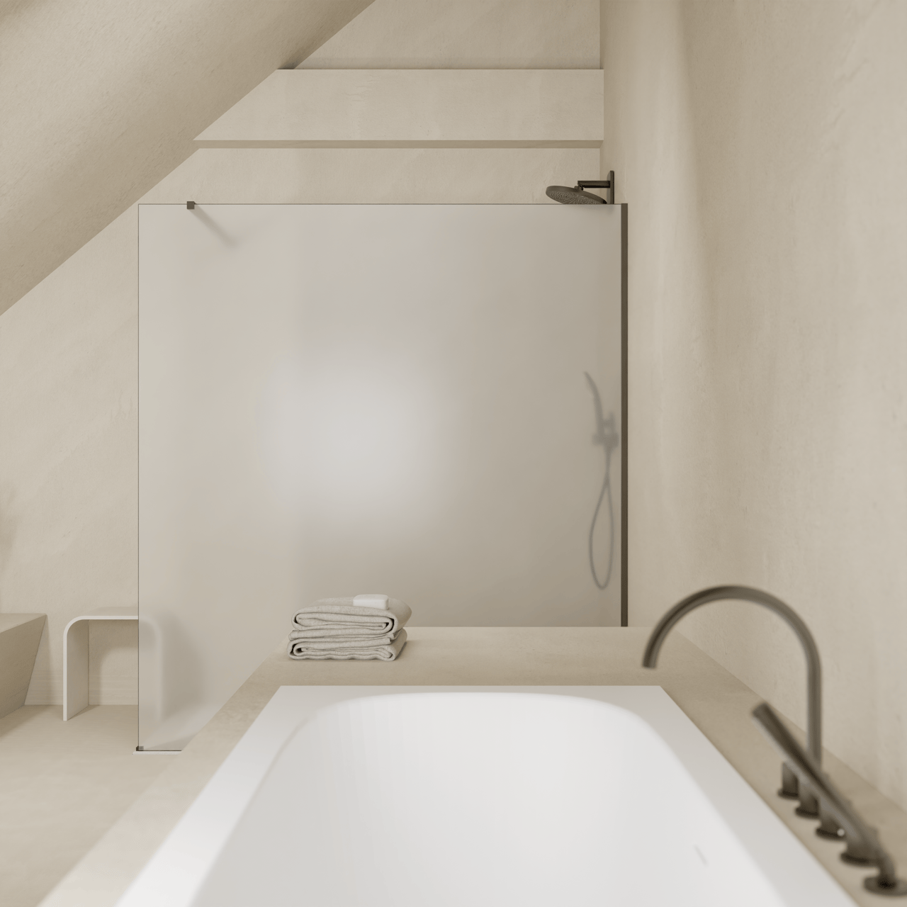 Balmani Modular douche à l'italienne: 80 x 200 cm, Permafrost, avec coating, Profil Brushed GunMetal