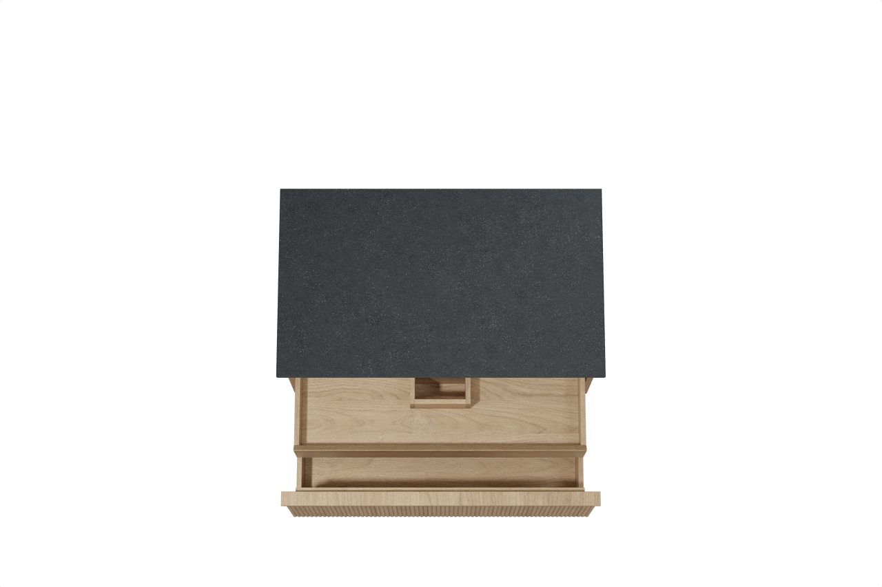 Balmani Forma meuble salle de bains suspendu 90 x 55 cm chêne naturel avec Stretto tablette simple en granit noir, Nervure droite symétrique verticale