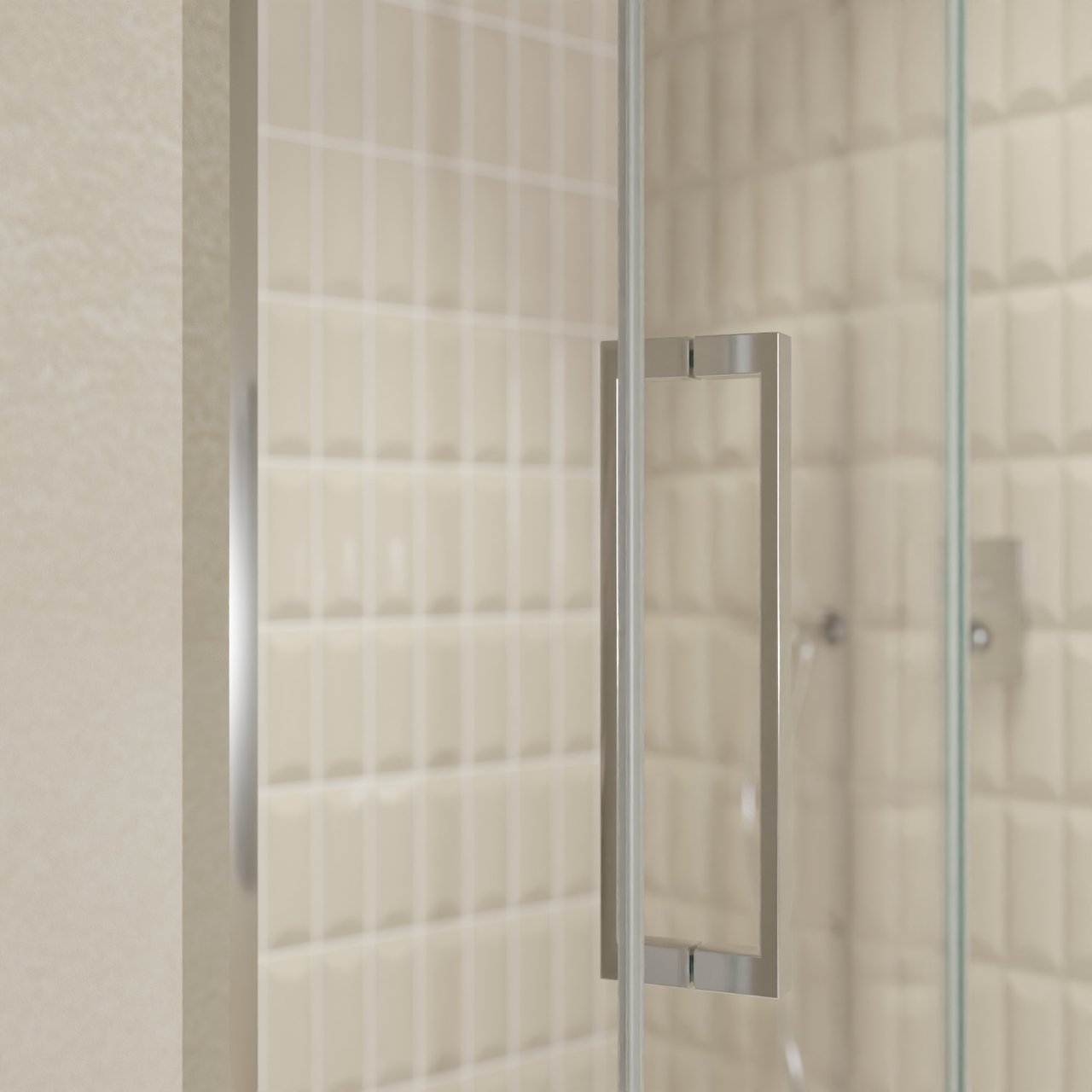 Balmani Senses Design Dusche Drehtür, Rechts, 140 cm x 210 cm, Klarglas, Profil Chrom