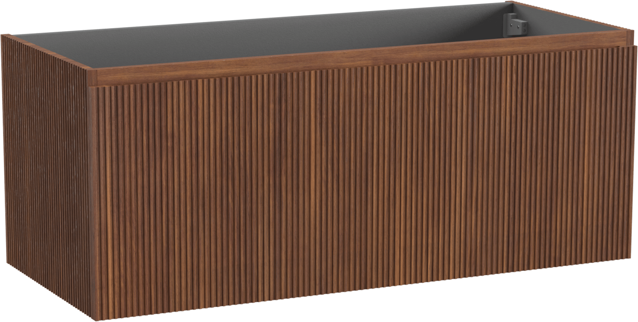 Storke Ribs hängender Waschbeckenunterschrank: 120 x 52 cm, Nussbaum, 2 Schubladen