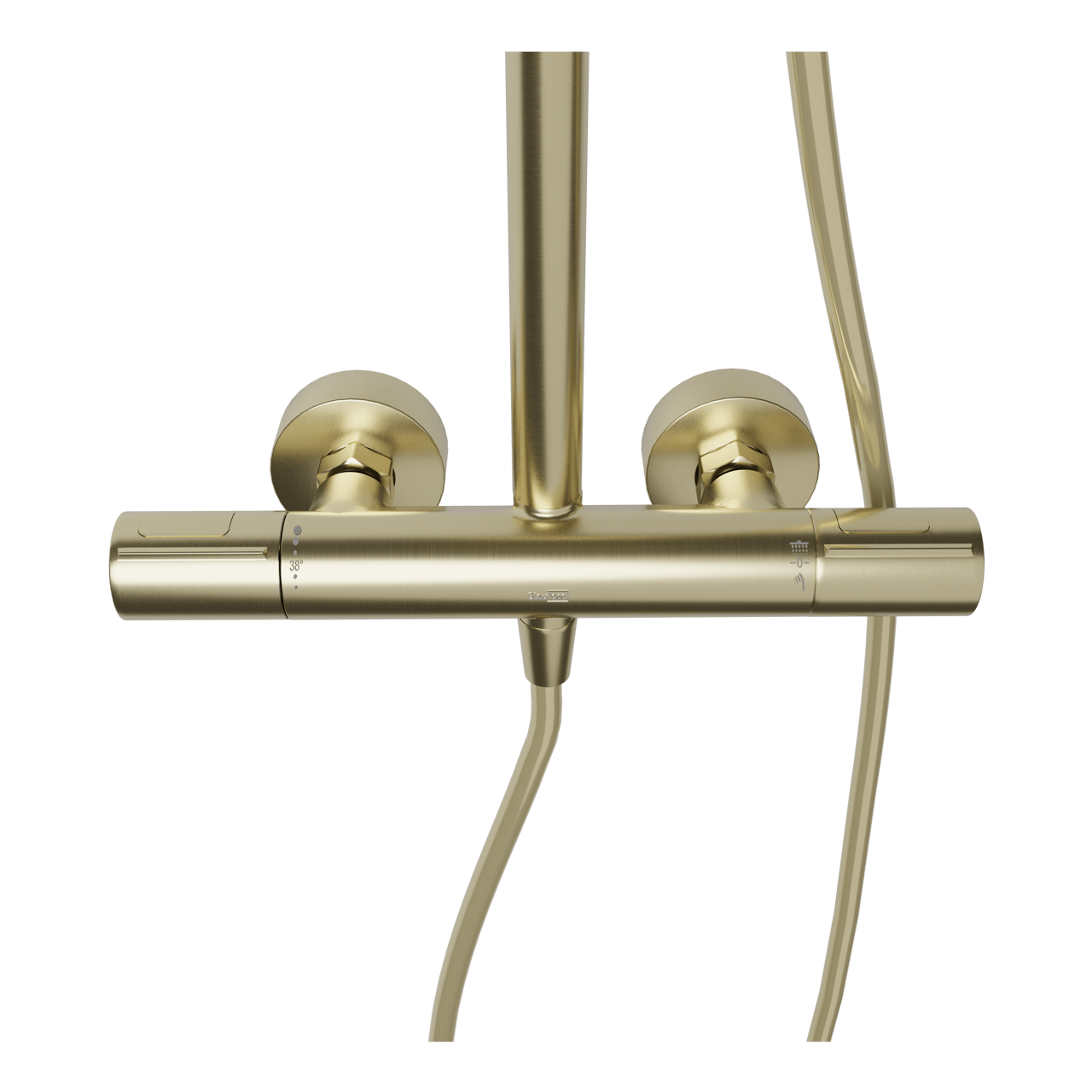 Blaufoss Nola 300 Regendusche Duschsystem mit Thermostatbatterie: Wandmontage, Brushed Champagne Gold