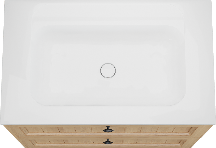 Balmani Lemon staand badkamermeubel 90 x 55 cm, fineer natuur eik met Tablo Strada enkele wastafel in glanzend wit