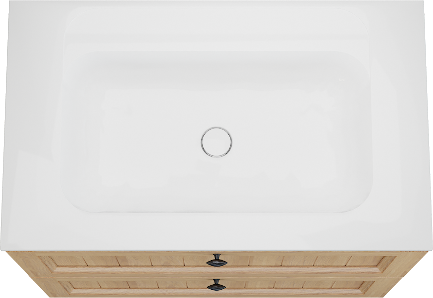 Balmani Lemon staand badkamermeubel 90 x 55 cm, fineer natuur eik met Tablo Strada enkele wastafel in glanzend wit