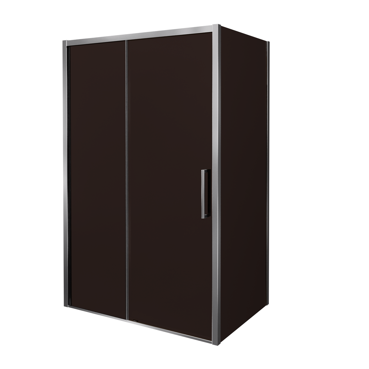 Balmani Senses Design douche d'angle avec porte coulissante à gauche et paroi latérale fixe, 160 x 100 cm, Bronze, Profil Chrome brillant, coating inclus