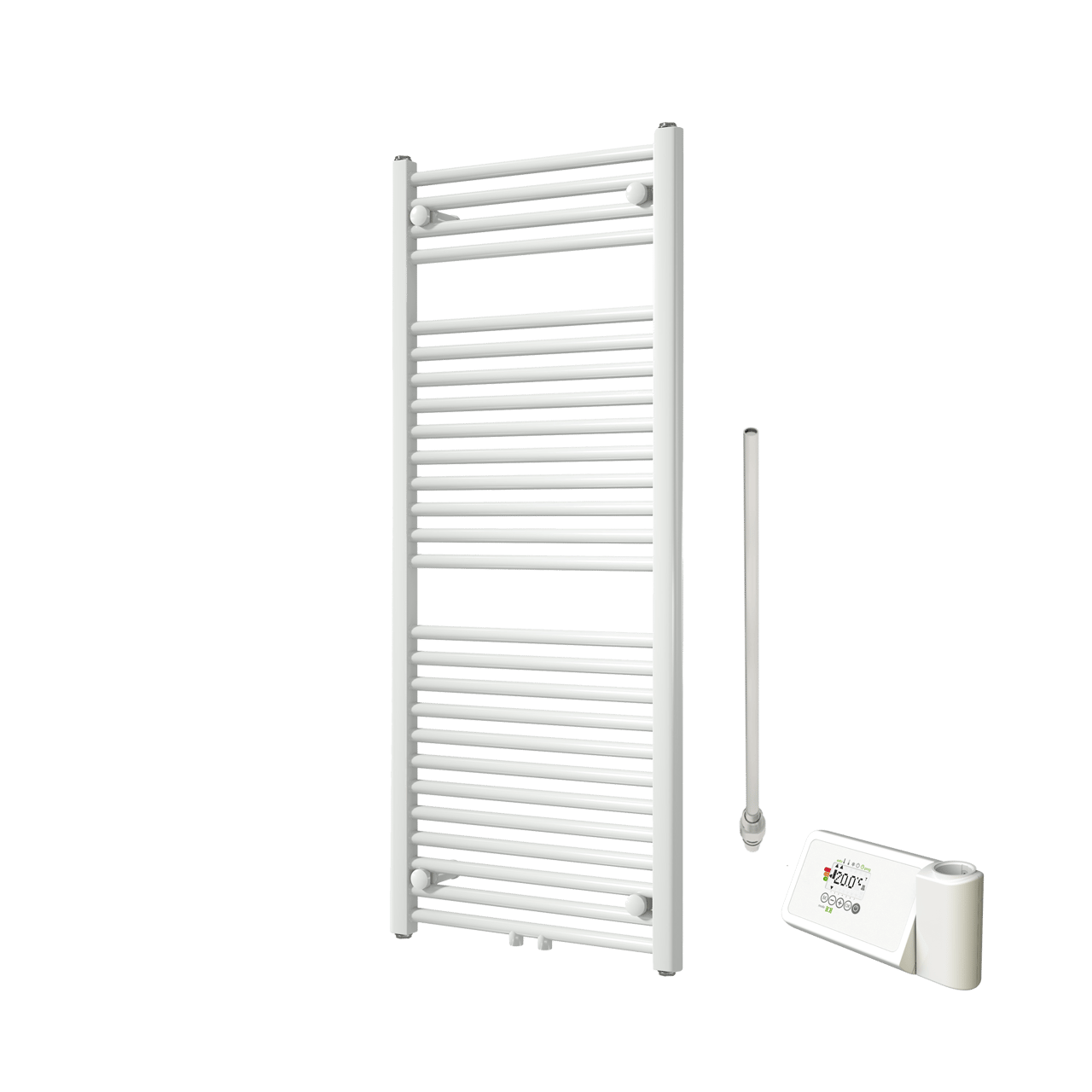 Vipera Kanza enkele handdoekradiator 50 x 120 cm elektrische verwarming glanzend wit zij- en middenaansluiting 500W, weerstand inbegrepen