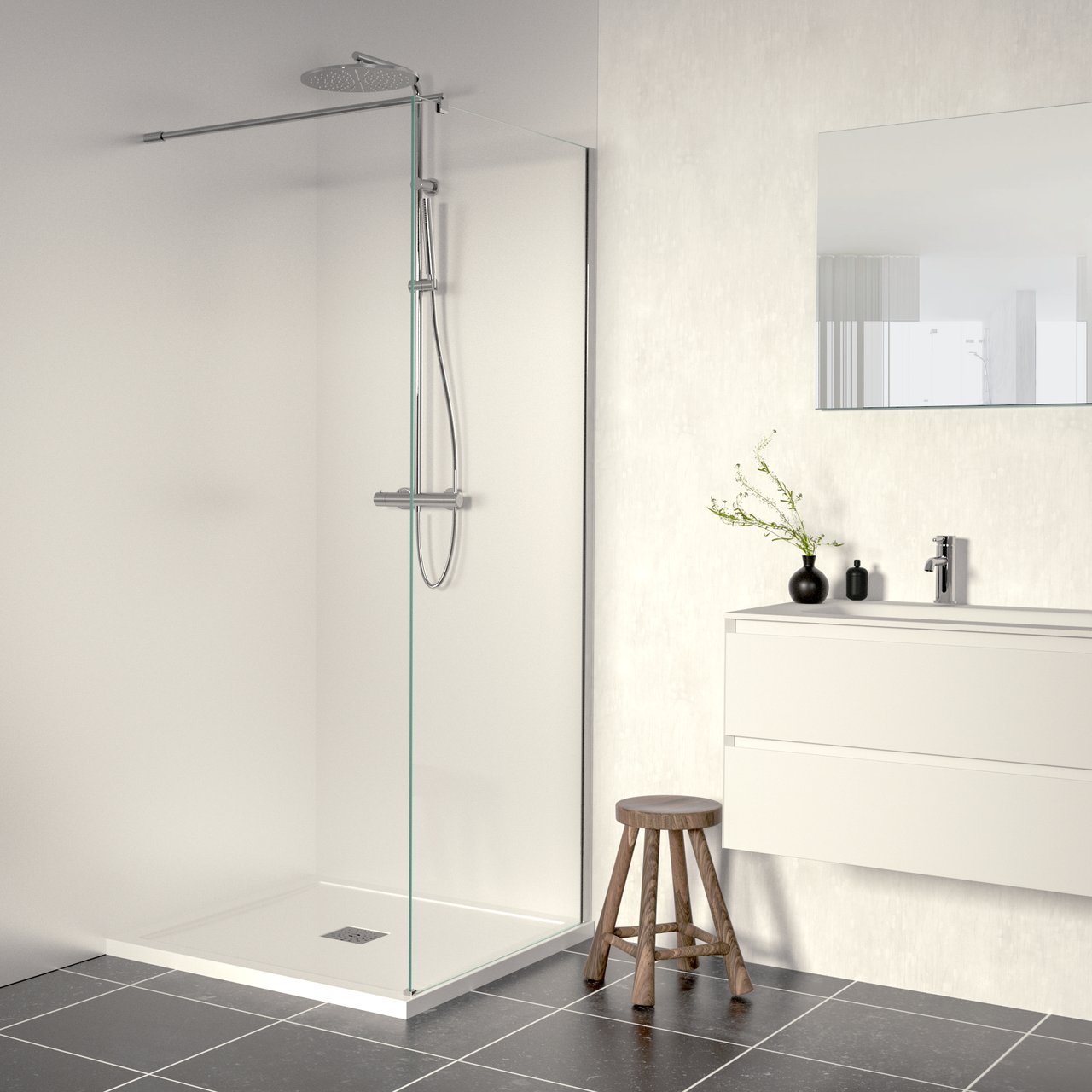 Linie Walk-In inloopdouche 90 x 200 cm helder glas glanzend chroom profiel