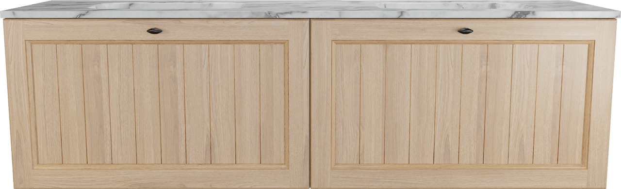 Balmani Lemon meuble salle de bains suspendu 180 x 55 cm, plaqué chêne naturel avec Tablo Arcato double vasque en carrare