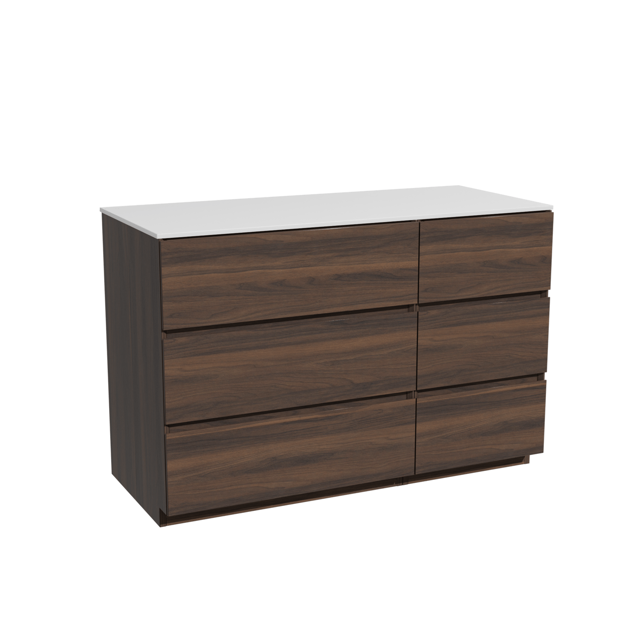 Storke Edge meuble salle de bains à poser 120 x 52 cm noyer avec Tavola tablette simple ou double en solid surface blanc mat