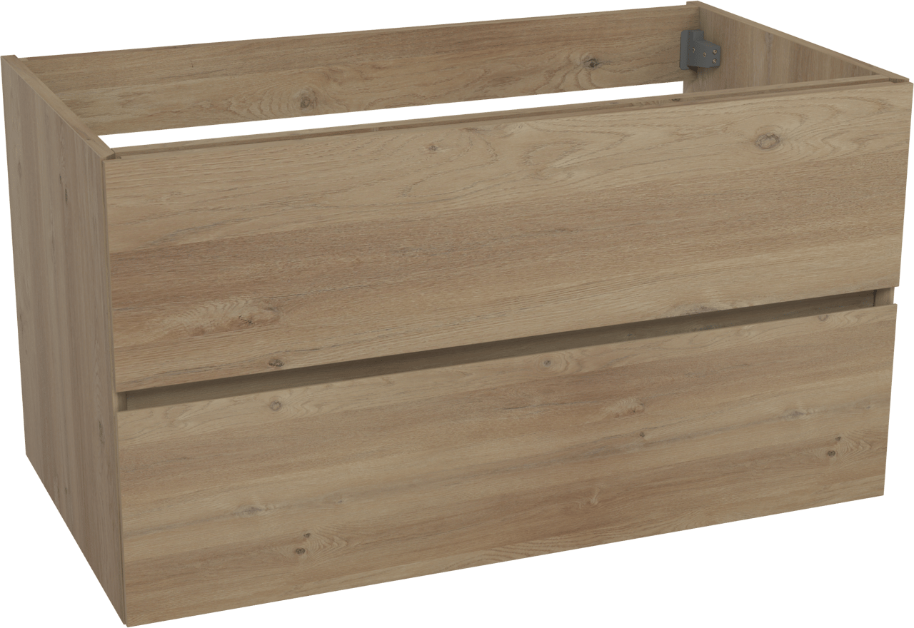 Storke Edge hängender Waschbeckenunterschrank: 95 x 52 cm, Eiche rustikal, 2 Schubladen