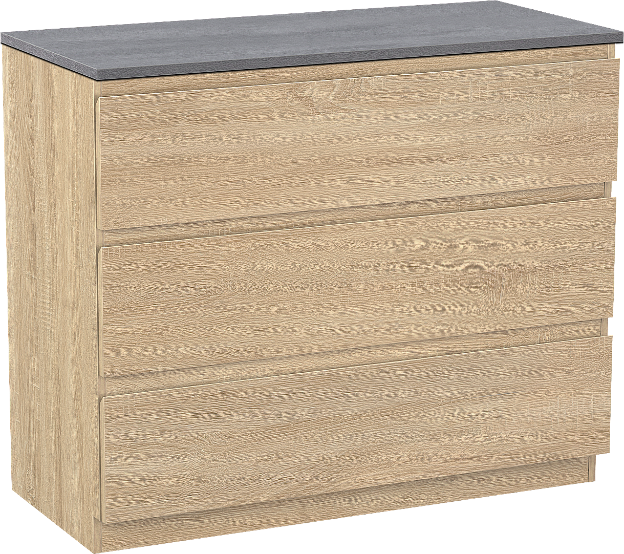 Linie Lado staand badmeubel 100 x 46 cm wit eiken met Lado enkel of dubbel wastafelblad in melamine beton donkergrijs