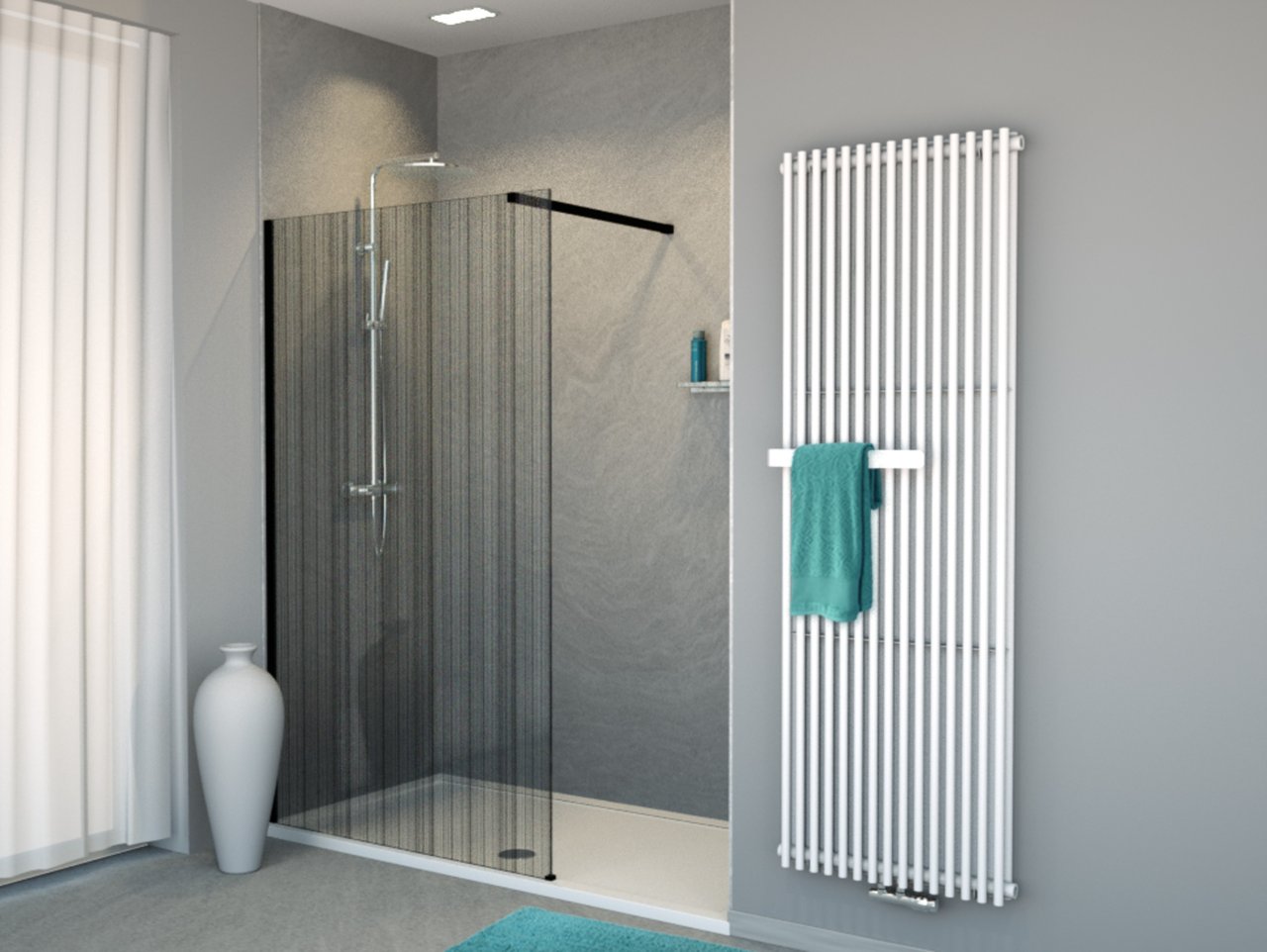 Balmani BMSS nisdouche 120 x 200 cm barcode zwart glas mat zwart profiel