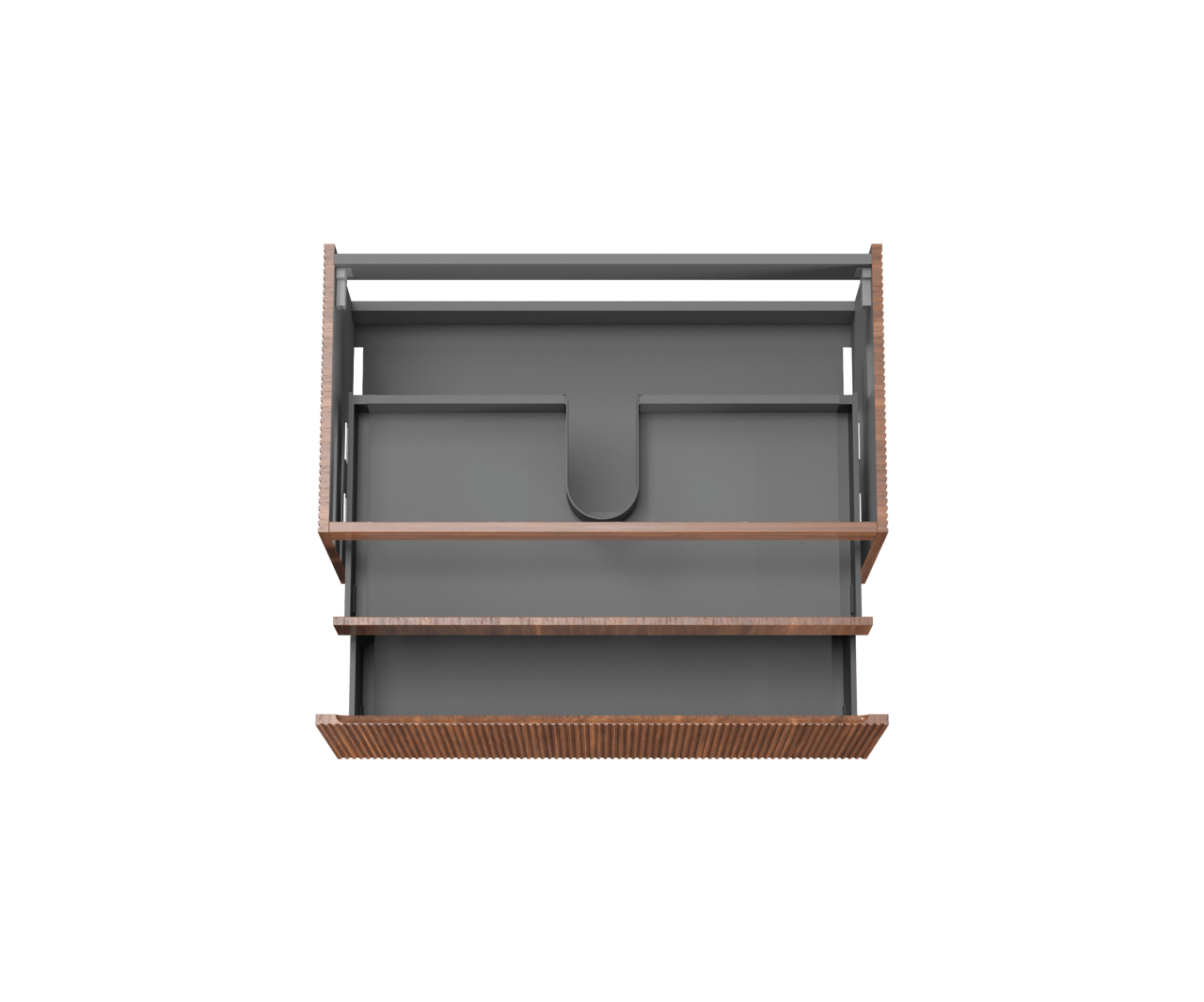 Storke Ribs meuble sous-vasque suspendu 95 x 52 cm noyer 2 tiroirs