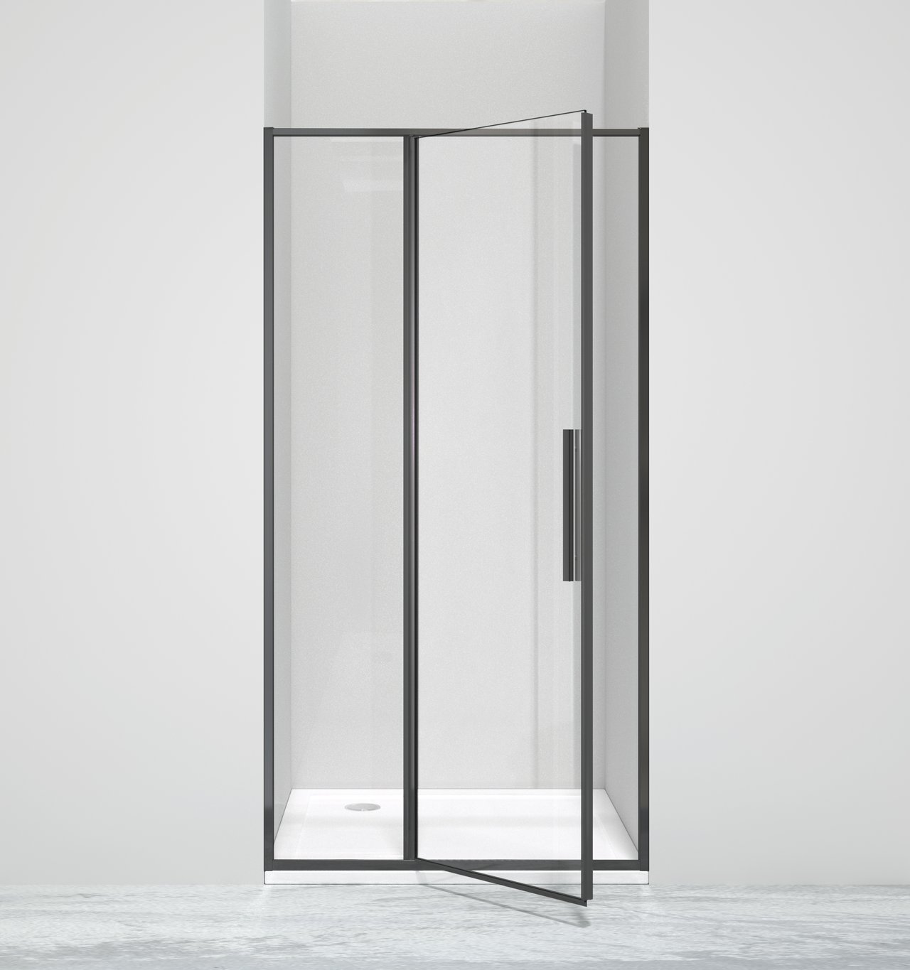 Luca Varess Morano douche draaideur 100 x 190 cm helder glas mat zwart profiel