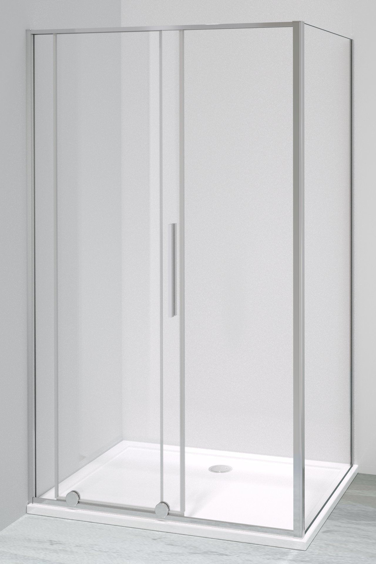 Luca Varess Morano paroi de douche avec porte coulissante et paroi latérale fixe 90 x 120 cm verre transparent profil chrome brillant