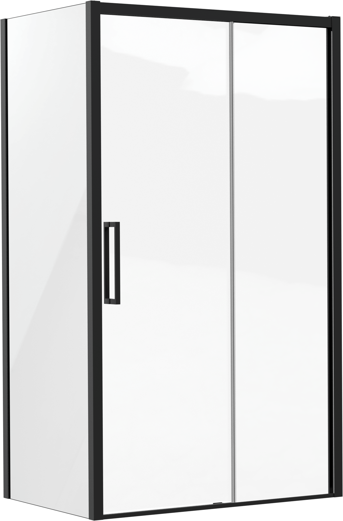 Luca Varess Senses douchecabine met schuifdeur en vaste zijwand 120 x 80 cm helder glas mat zwart profiel