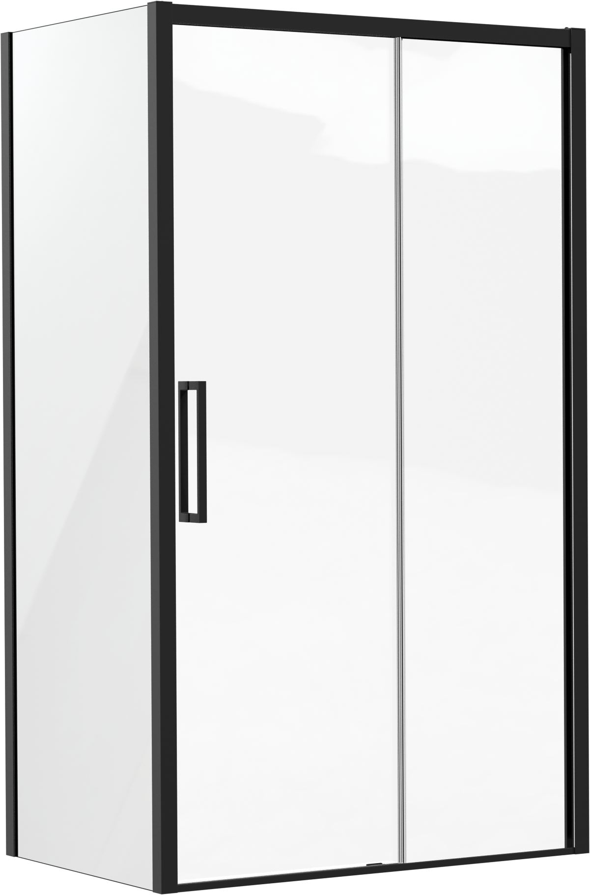 Luca Varess Senses douchecabine met schuifdeur en vaste zijwand 120 x 80 cm helder glas mat zwart profiel