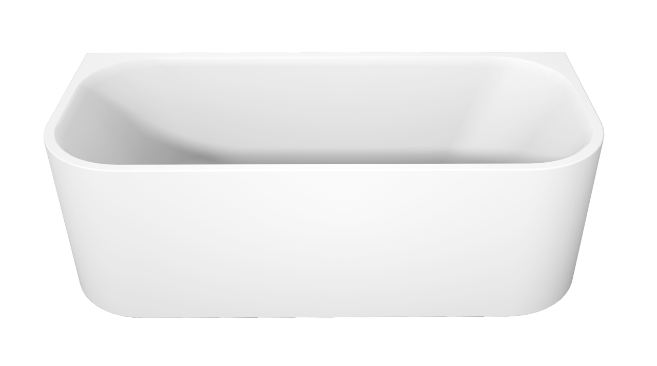 Luca Varess Mezzo halb freistehende Badewanne: 180 x 80 cm, Acryl, Weiß matt