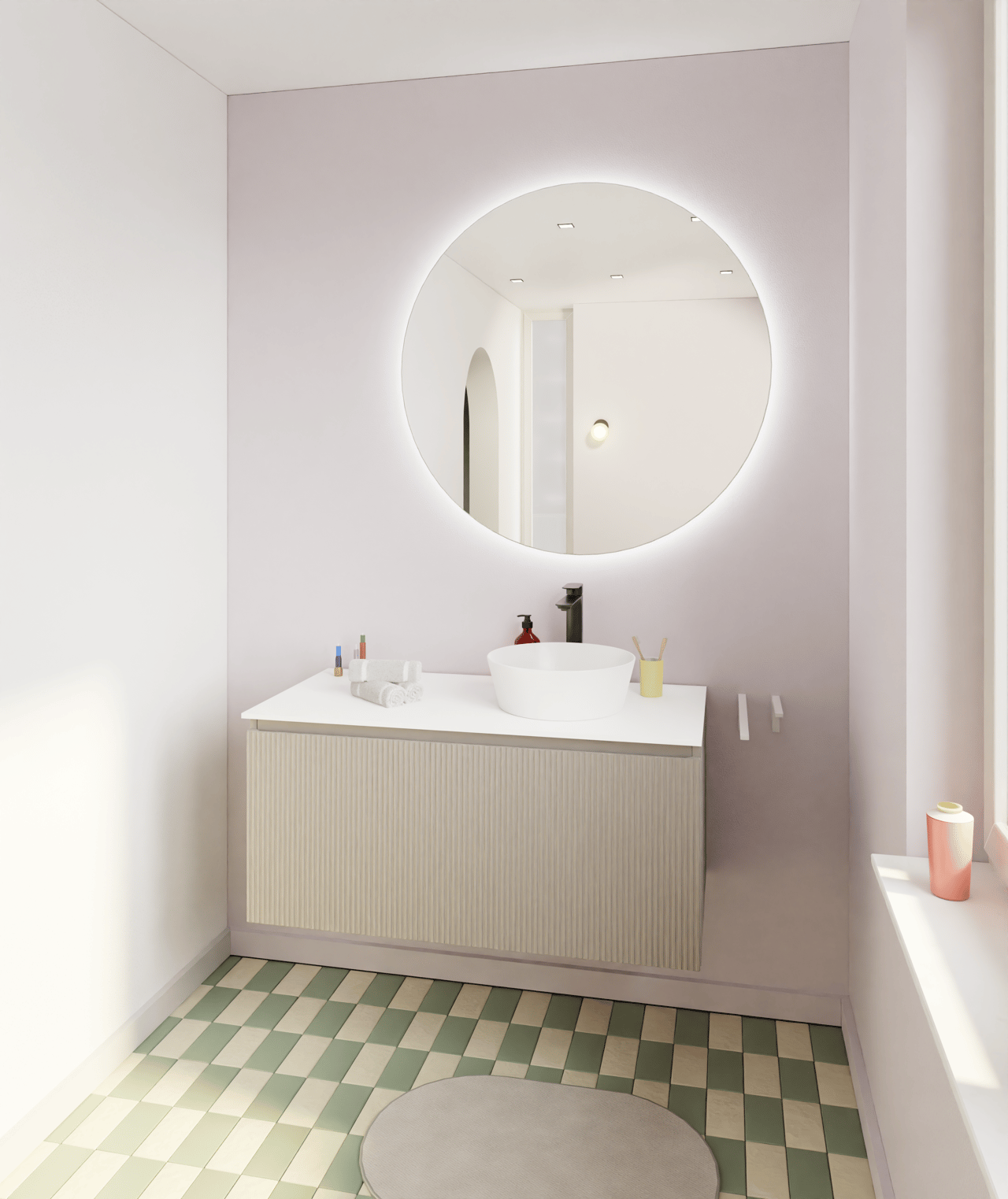 Storke Ribs meuble sous-lavabo suspendu 105 x 52 cm soie grise 2 tiroirs