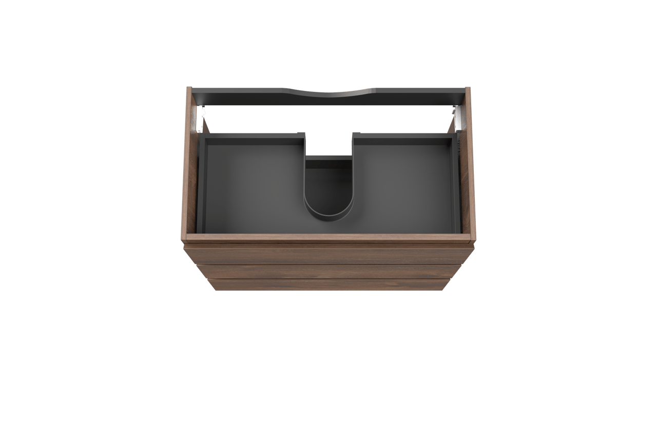 Linie Lado meuble sous-lavabo a poser 80 x 46 cm chêne brun 3 tiroirs