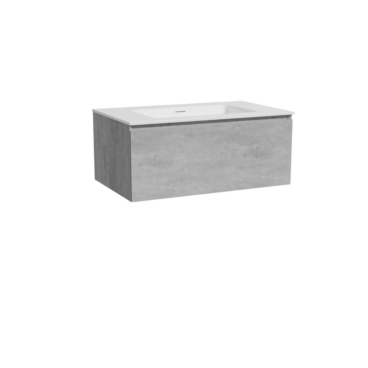 Storke Edge hängendes Möbelstück Set: 85 x 52 cm, Beton dunkelgrau, mit Mata Einzelwaschtisch, Solid Surface Weiß matt