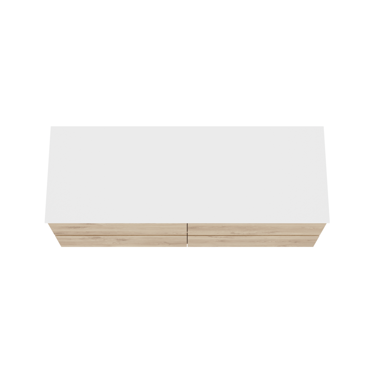 Balmani Lucida hängendes Möbelstück Set: 150 x 55 cm, Rohe Eiche, mit Stretto Einzel- oder Doppel Waschtischplatte, Solid Surface Weiß matt