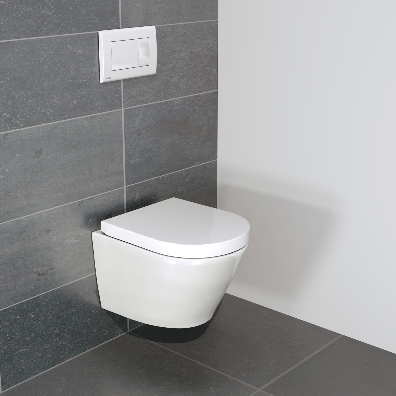 Luca Varess Calibro wc suspendu Blanc Brillant sans rebord compact