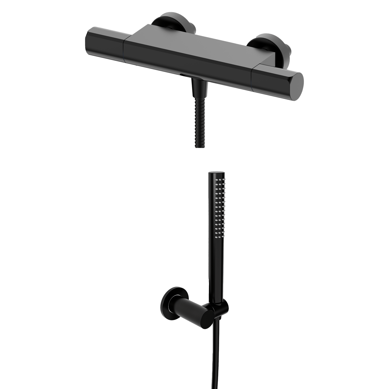 Blaufoss Eris Thermostat-Armatur Wandmontage Aufputz Badewannenarmatur schwarz matt