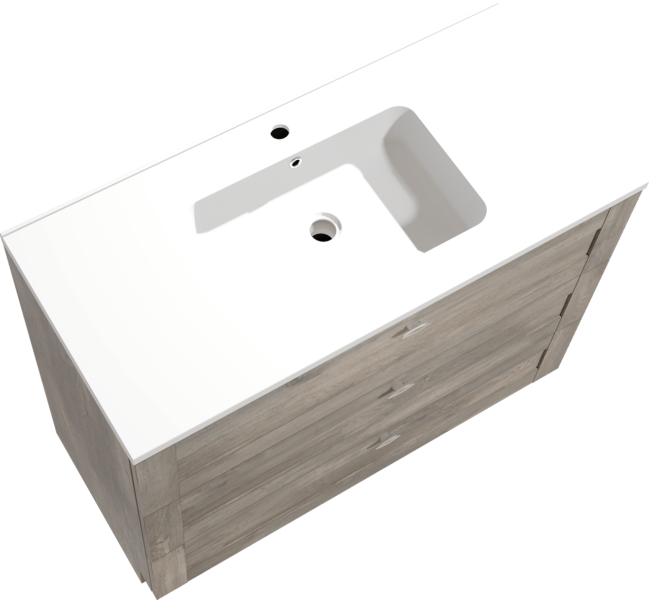 Linie Classo meuble salle de bains à poser 100 x 46 cm chêne gris avec Vano plan simple en marbre composite blanc mat