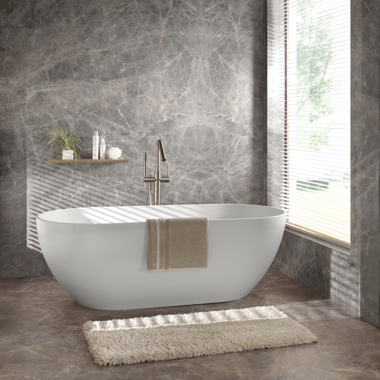 Balmani Nomina baignoire îlot ovale 169 x 80 cm Solid Surface blanc mat