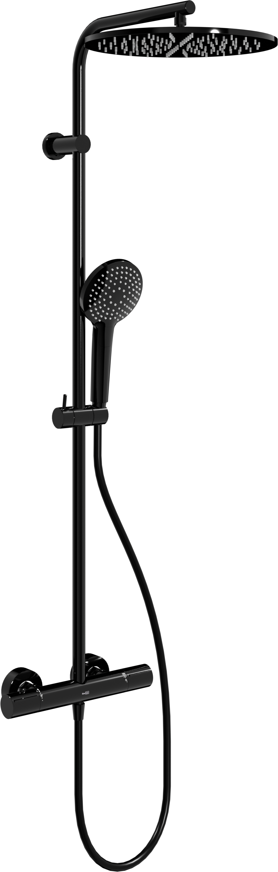 Blaufoss Round 300 colonne de douche de pluie robinet thermostatique Noir Brillant