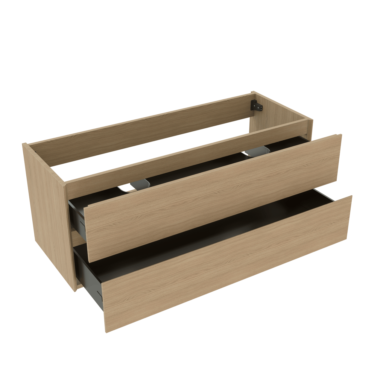 Storke Edge zwevende wastafelonderkast 120 x 46 cm natuur eik 2 lades 2 sifonuitsparingen