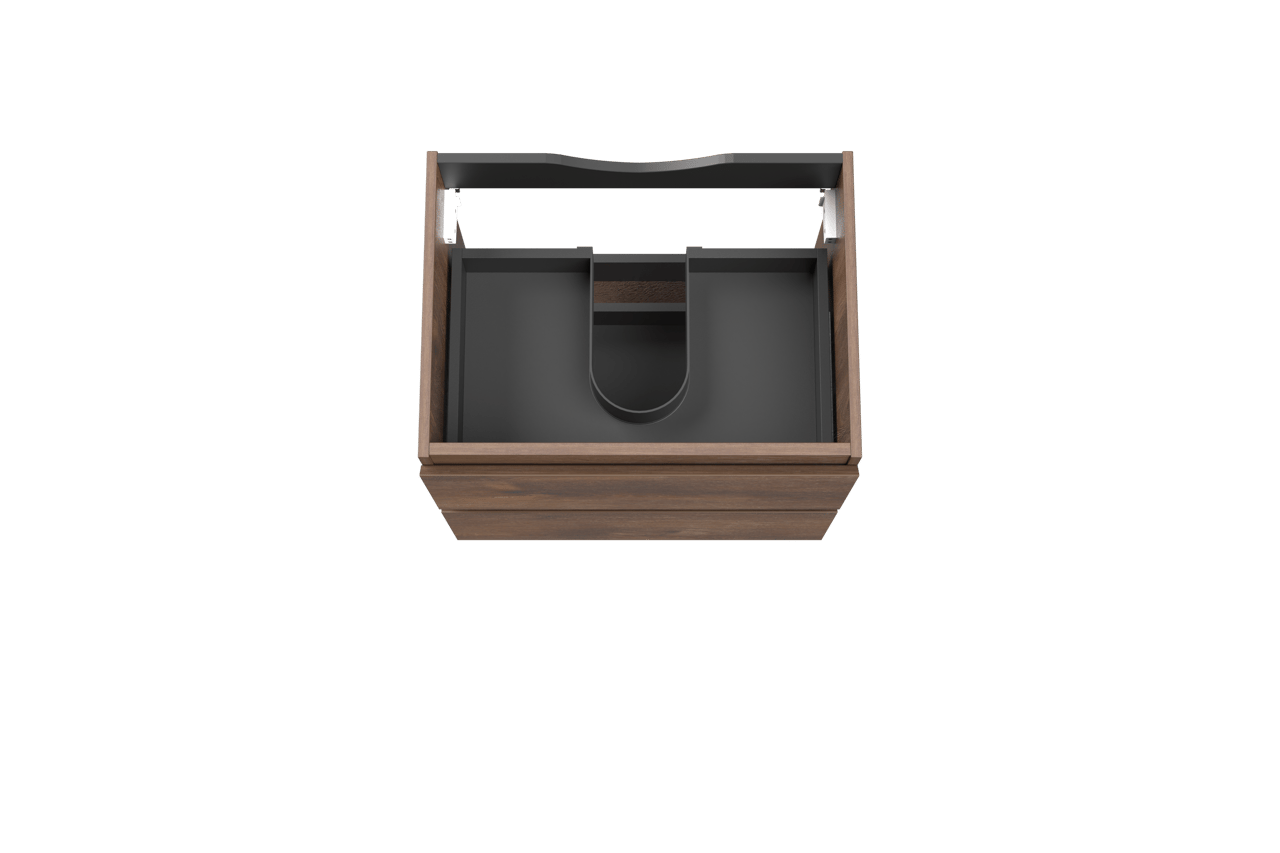 Linie Lado meuble sous-lavabo suspendu 60 x 46 cm chêne brun 2 tiroirs