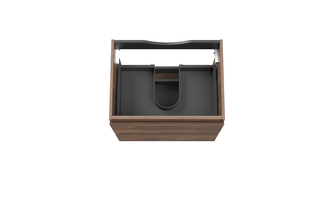 Linie Lado zwevende wastafelonderkast 60 x 46 cm bruine eik 2 lades