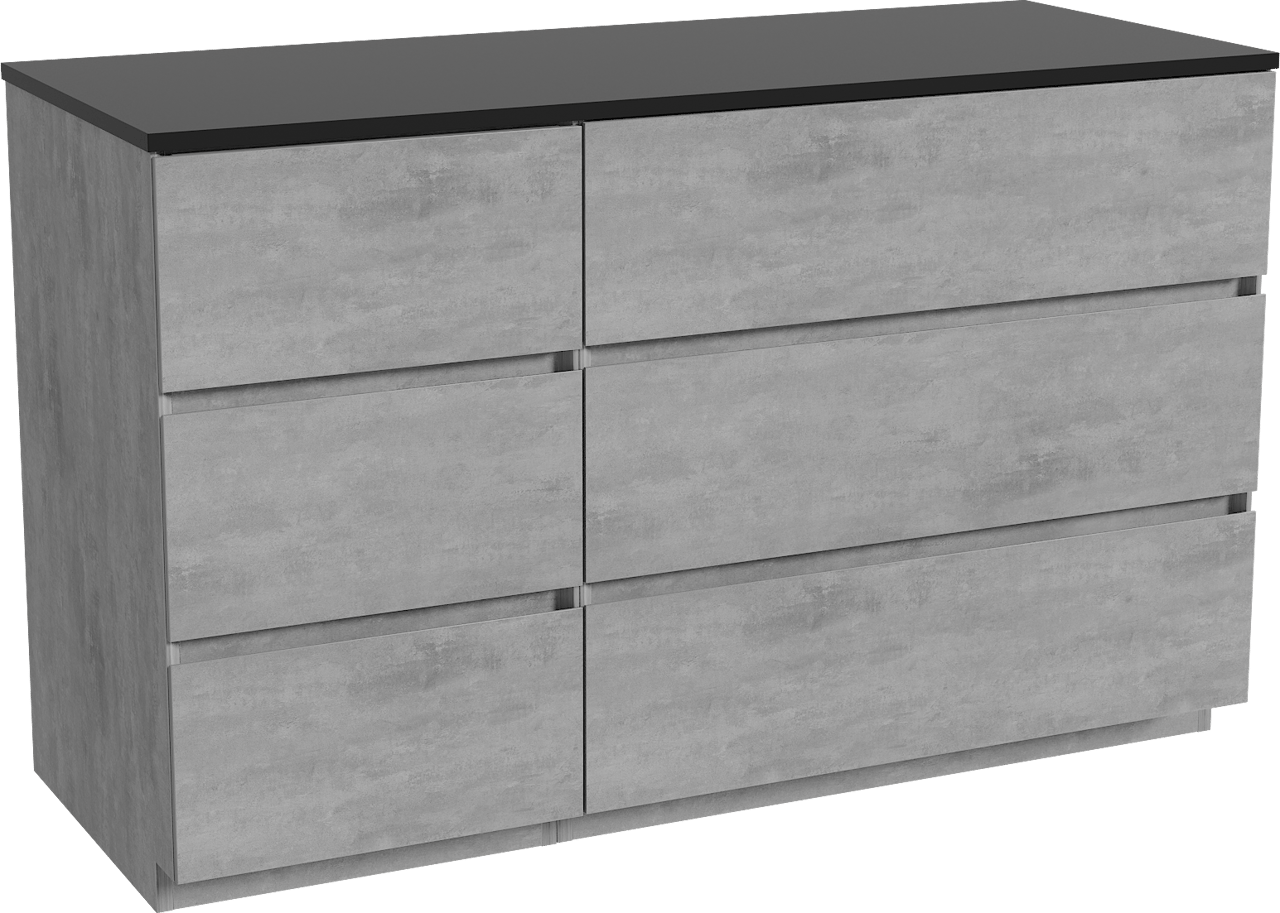 Storke Edge freistehendes Möbelstück Set: 130 x 52 cm, Beton dunkelgrau, mit Panton Einzel- oder Doppel Waschtischplatte, Pulverbeschichtetes MDF Schwarz matt