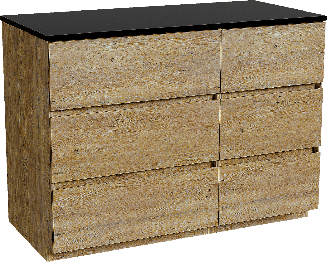 Storke Edge meuble salle de bains à poser 110 x 52 cm chêne brut avec Panton tablette simple en mdf enduit de poudre noir mat