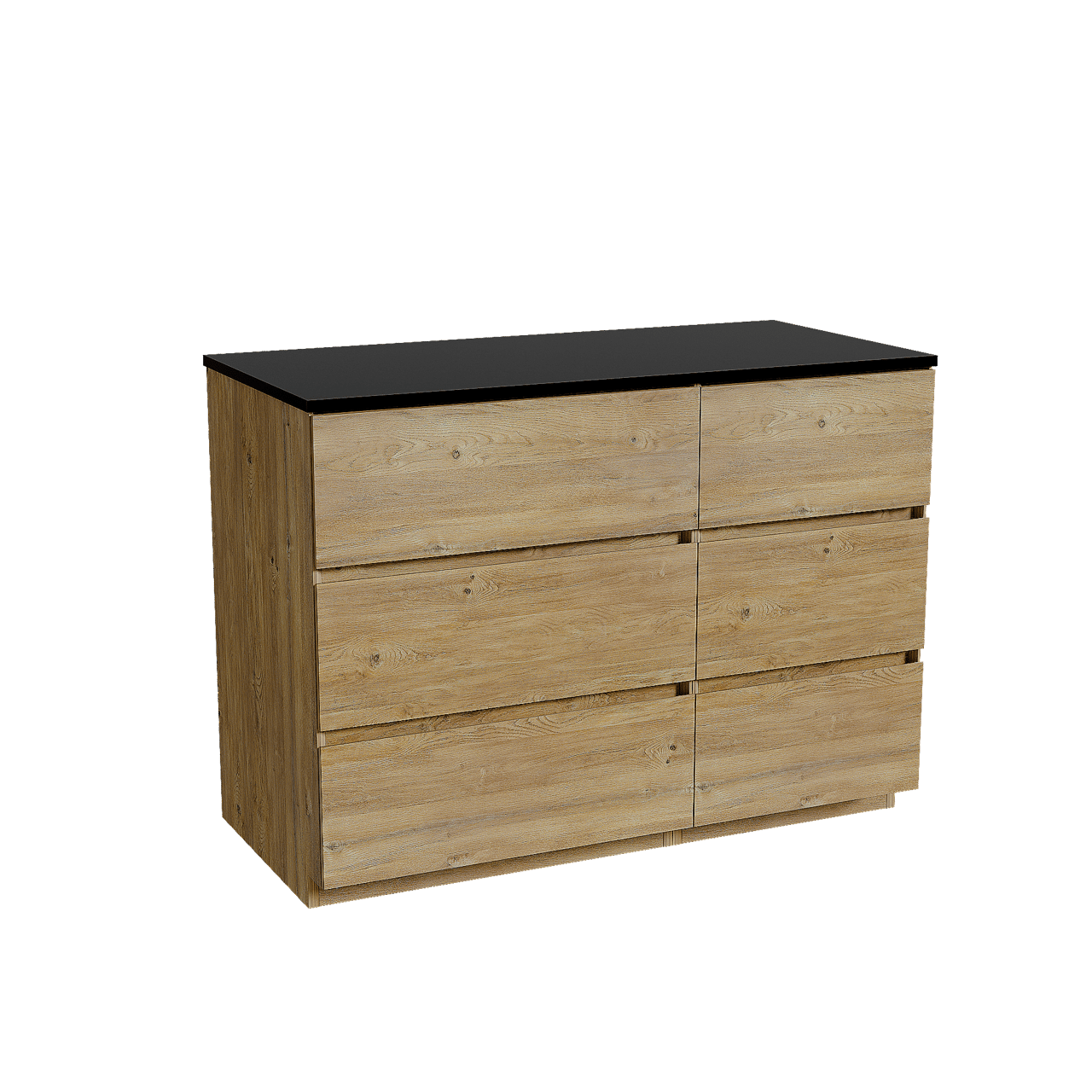 Storke Edge freistehendes Möbelstück Set: 110 x 52 cm, Rohe Eiche, mit Panton Einzel Waschtischplatte, Pulverbeschichtetes MDF Schwarz matt