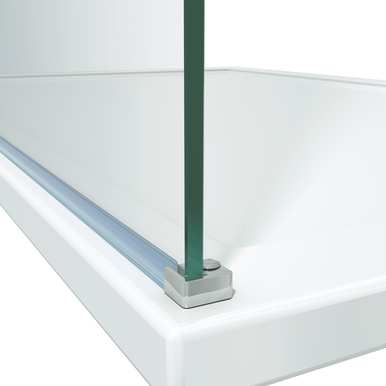 Linie walk-in bevestigingsblok 8mm glas chroom