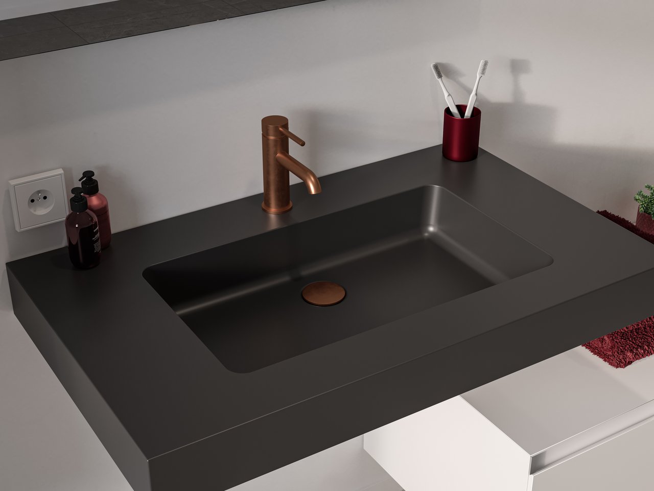 Storke Scuro High vasque simple quartz mat 85 x 52 cm