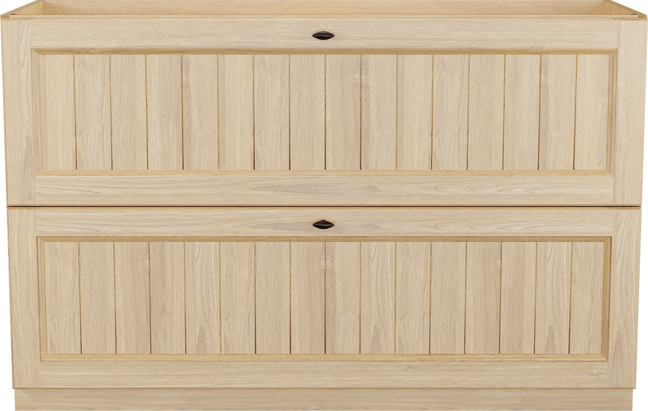 Balmani Lemon stehender Waschbeckenunterschrank: 135 x 55 cm, Naturbelassene Eiche Furnier, 2 Schubladen